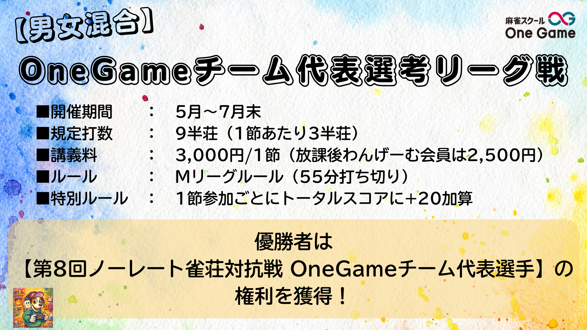【男性決勝戦】OneGameチーム代表選考リーグ戦